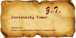 Zvolenszky Tomor névjegykártya